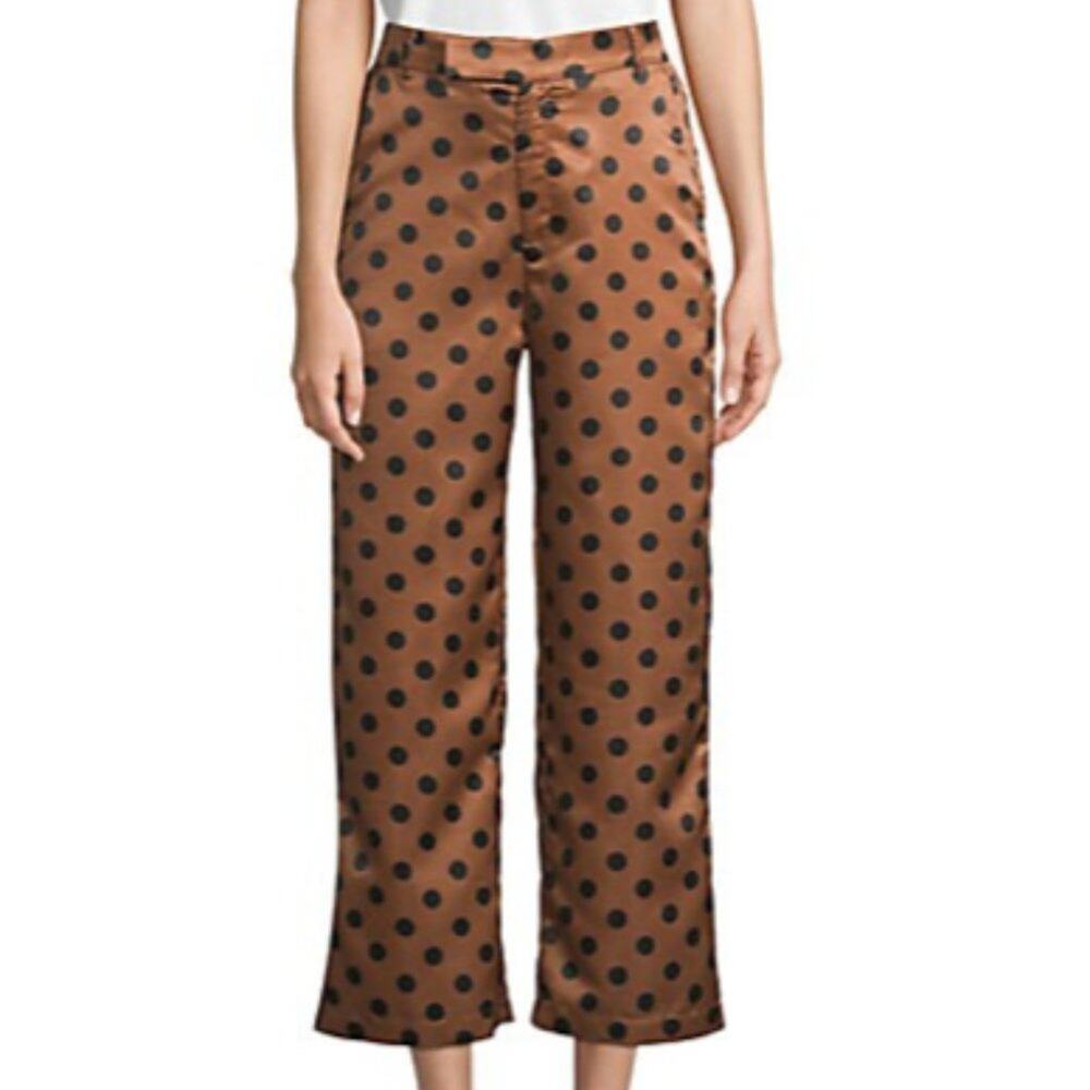 NWT Haute Rogue polka dot cropped pants brown